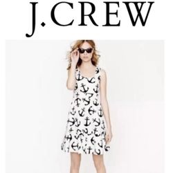 J Crew Dizzy Anchors Dress Cotton Summer Vacation Ready Sz 8 