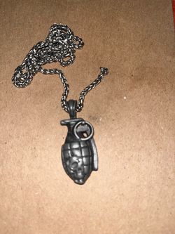 Stainless steel grenade necklace
