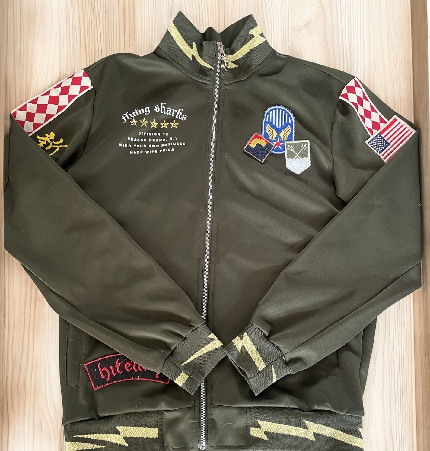 Reason Brand Flying Sharks Bomber Jacket - Large