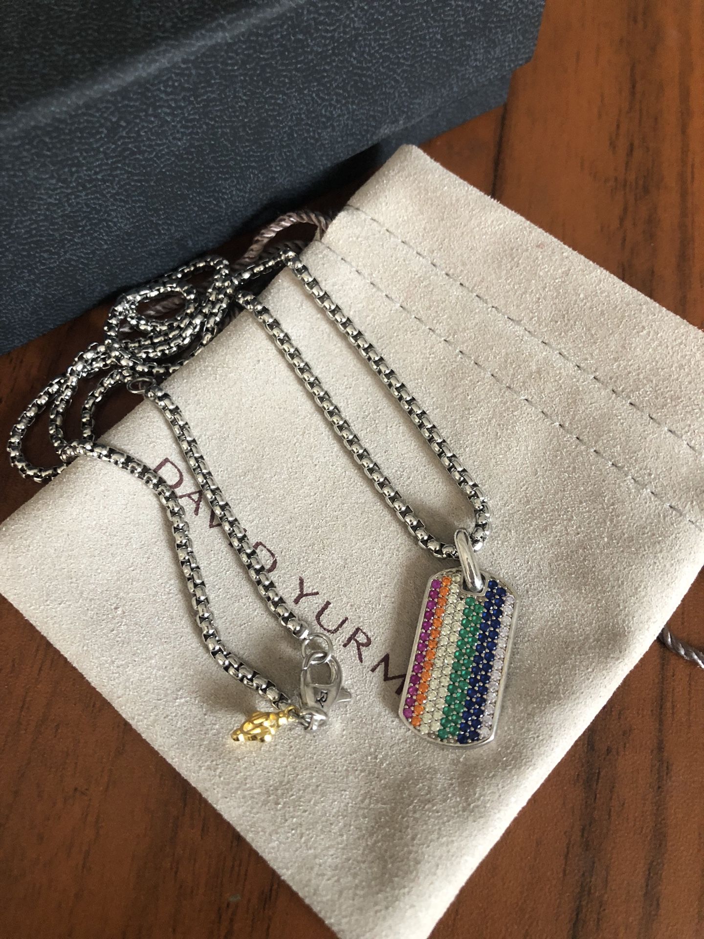 David Yurman Colorful Dog Tag Pendant Necklace