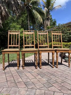 Antique Oak Wooden Accent Or Dining Chairs