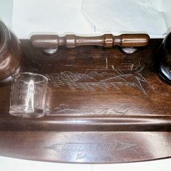 Beautifuly Hand Etched Cigar Damper C.1930's Cocobola Wood Havana PreCastro Cuba