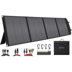 ☆ PPQ 200W Portable Solar Panel Kit 18V/12A,14lb Foldable Briefcase Solar Charger w/ 24% Efficiency, 3 Cables & 16 Outputs for All Camping Power Stati