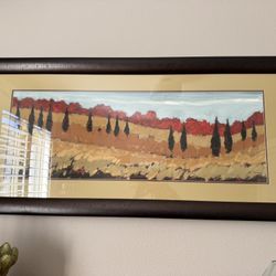 Rustic Wall Art Hillside Fields Scene Like New
