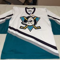 Nwt Authentic Anaheim Mighty Ducks Jersey White Mens 44 Mic 90s Clean Sewn Crest