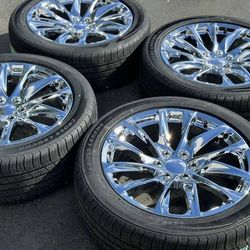 22" NEW CHROME Wheels Rims and Tires Chevy Silverado Chevrolet 1500 Tahoe Suburban GMC Sierra Yukon Denali Cadillac Escalade Avalanche 285/45R22