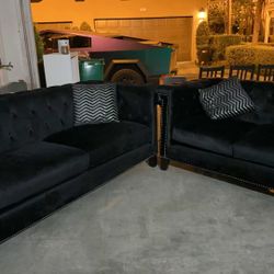 Black velvet couch Set , Sofa And Love Seat 