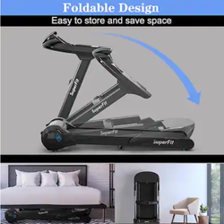 2.25 HP folding treadmill large LED display touch screen with Bluetooth