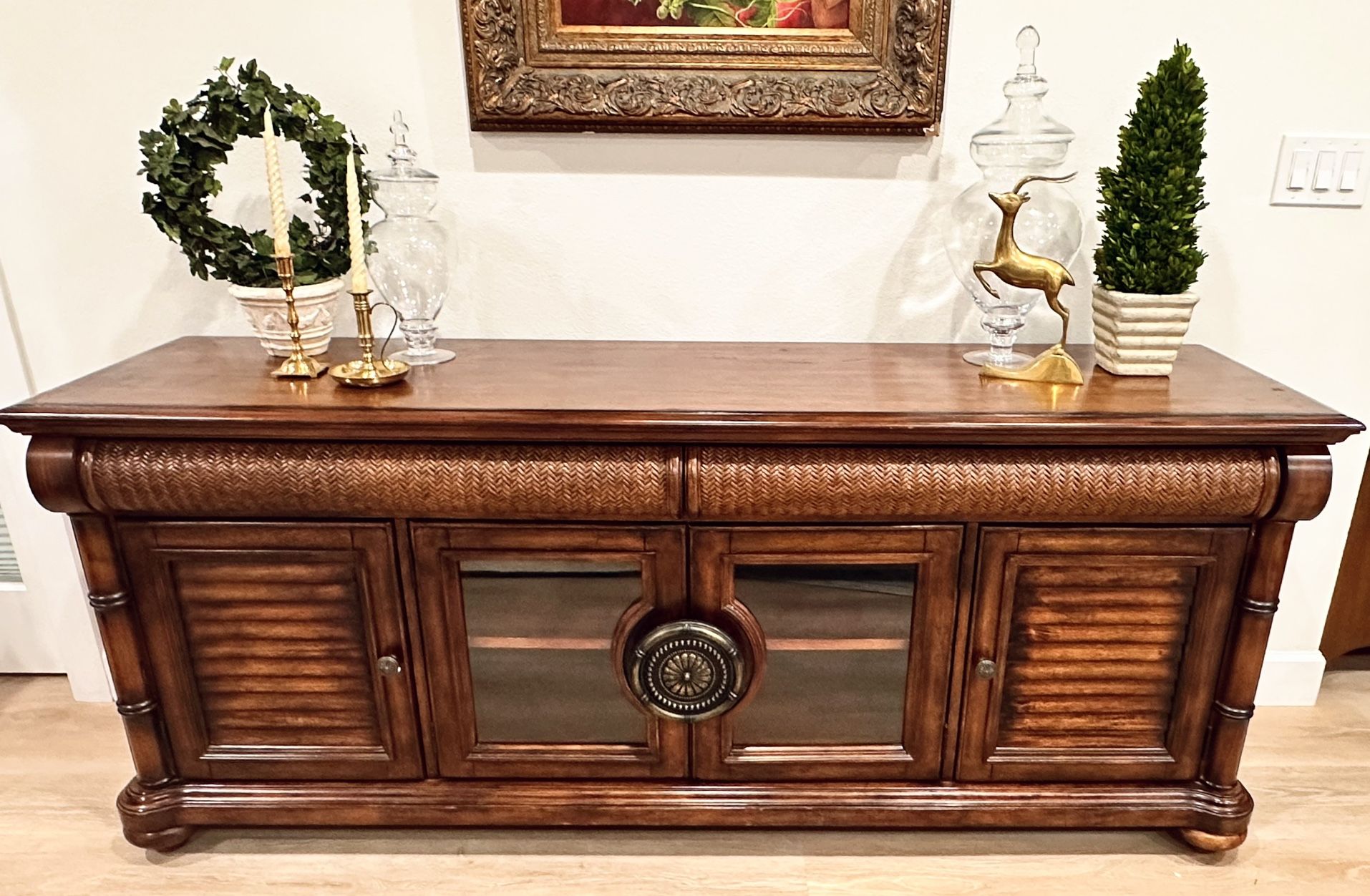 Cindy Crawford Home Key West Tobacco Consule Buffet Dresser Credenza