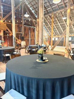 Set of 8 Black Round Tablecloths - 120 inch