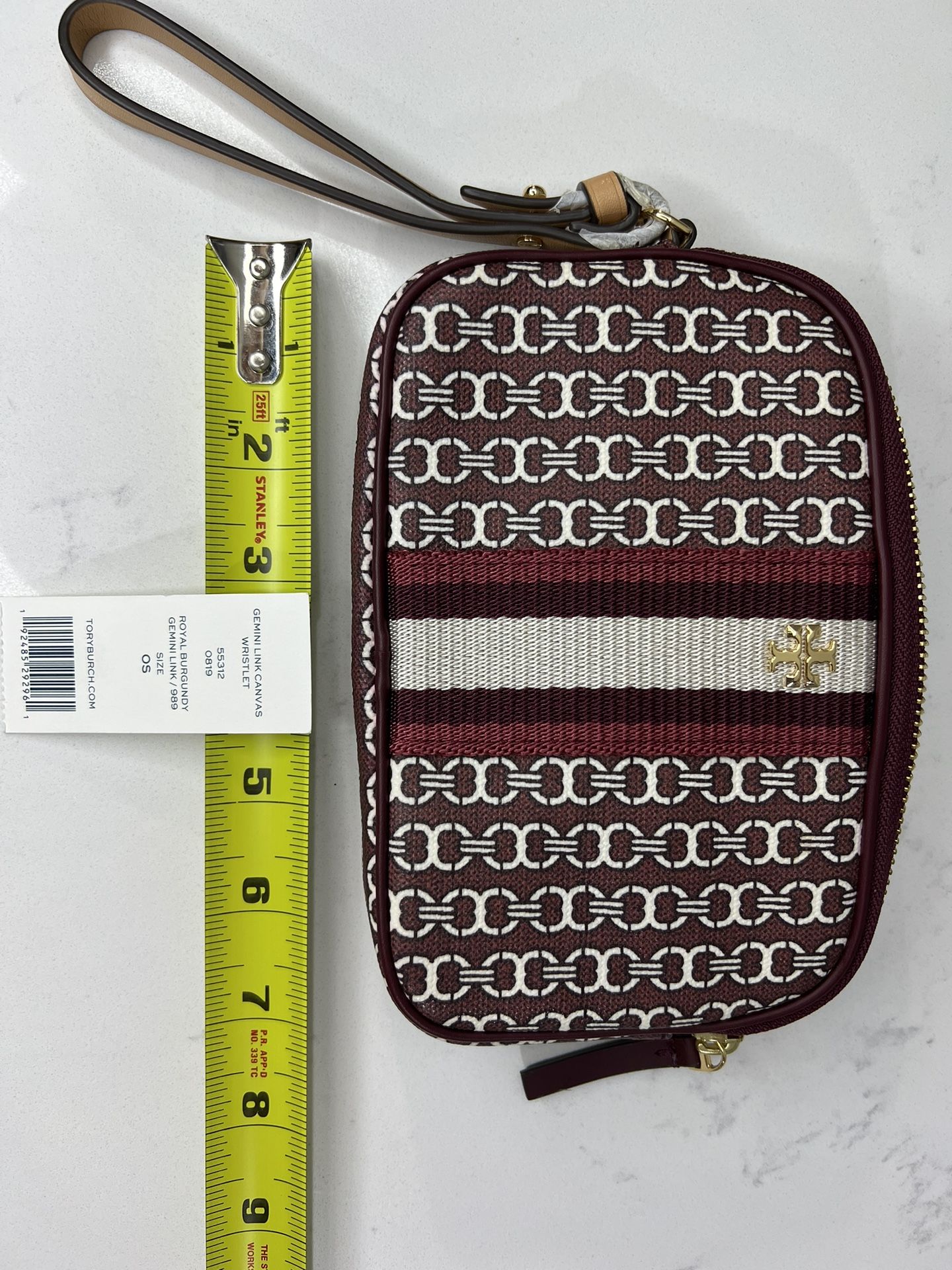 Tory Burch Gemini link canvas wristley Burgundy