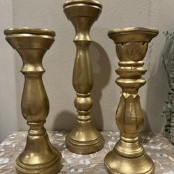 Gold Candlestick Holders Wood