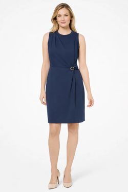 Size 8 Calvin Klein sleeveless sheath silhouette in navy blue dress