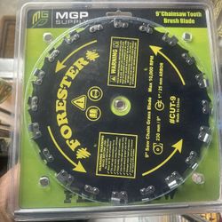 image shows a 9-inch chainsaw tooth brush blade, intended for use with brush cutters