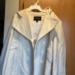 Off White 9west Pea Jacket Size 14/large ALREADY CLEANED!