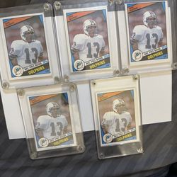 5 Dan Marino 1984 Topps Rookies All In Cases For Over 20 Years. Have Sharp Corners And No Creases 