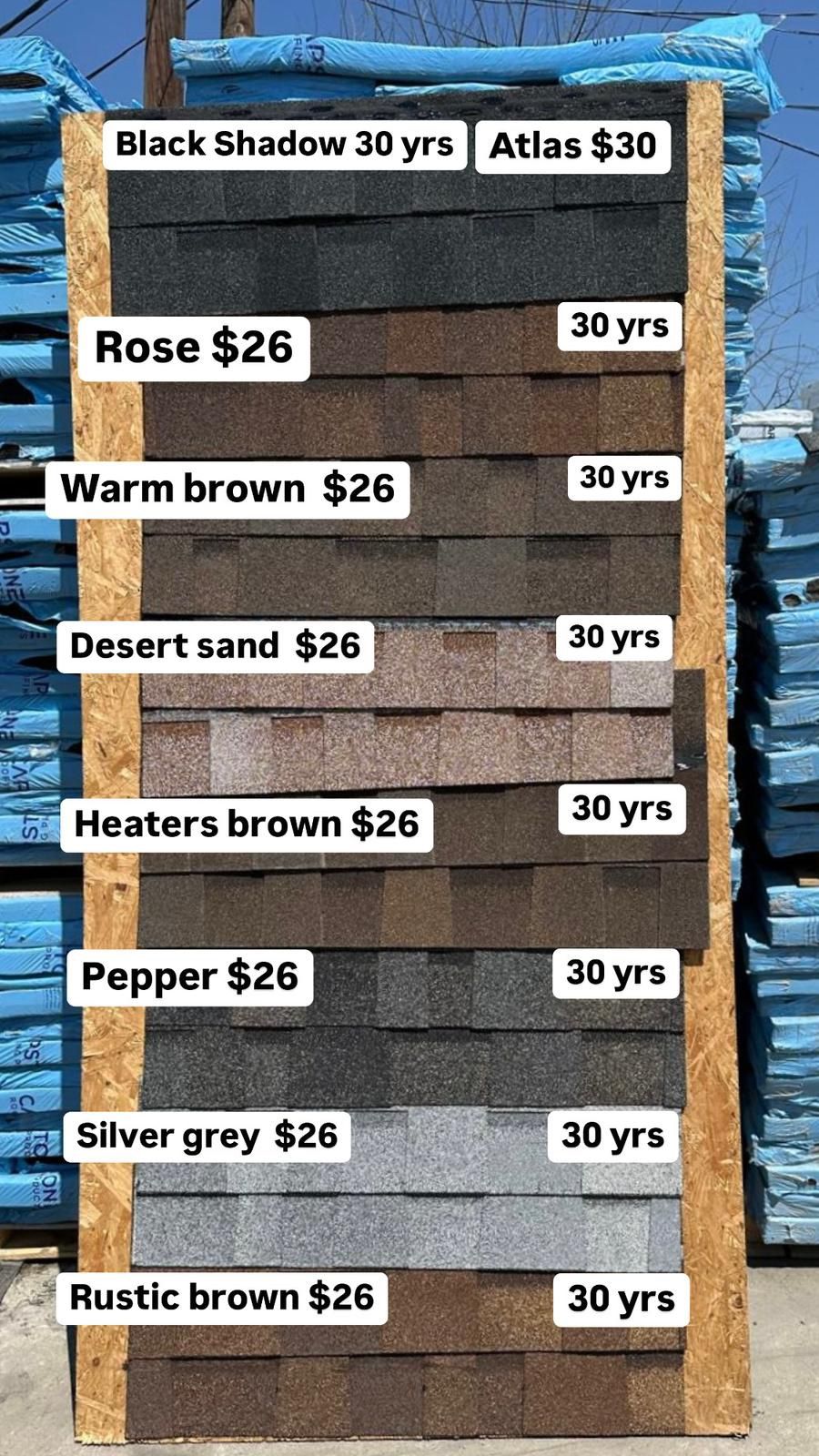 30 Años Roofing Shingles $26 Cada Paquete No Impuestos Preguntas (contact info removed)