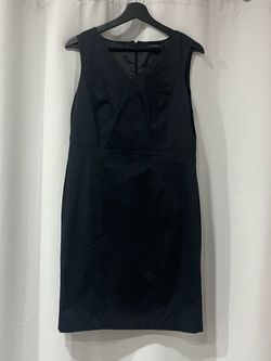 Brooks Brothers 346 Black Sleeveless Sheath Dress 12P Stretch Cotton LBD Career