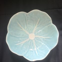 Light Blue Ceramic Cabbage Leaf Plate