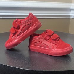 Vans Old Skool V Primary Check Toddler 3.0 All Red  Sz 4C