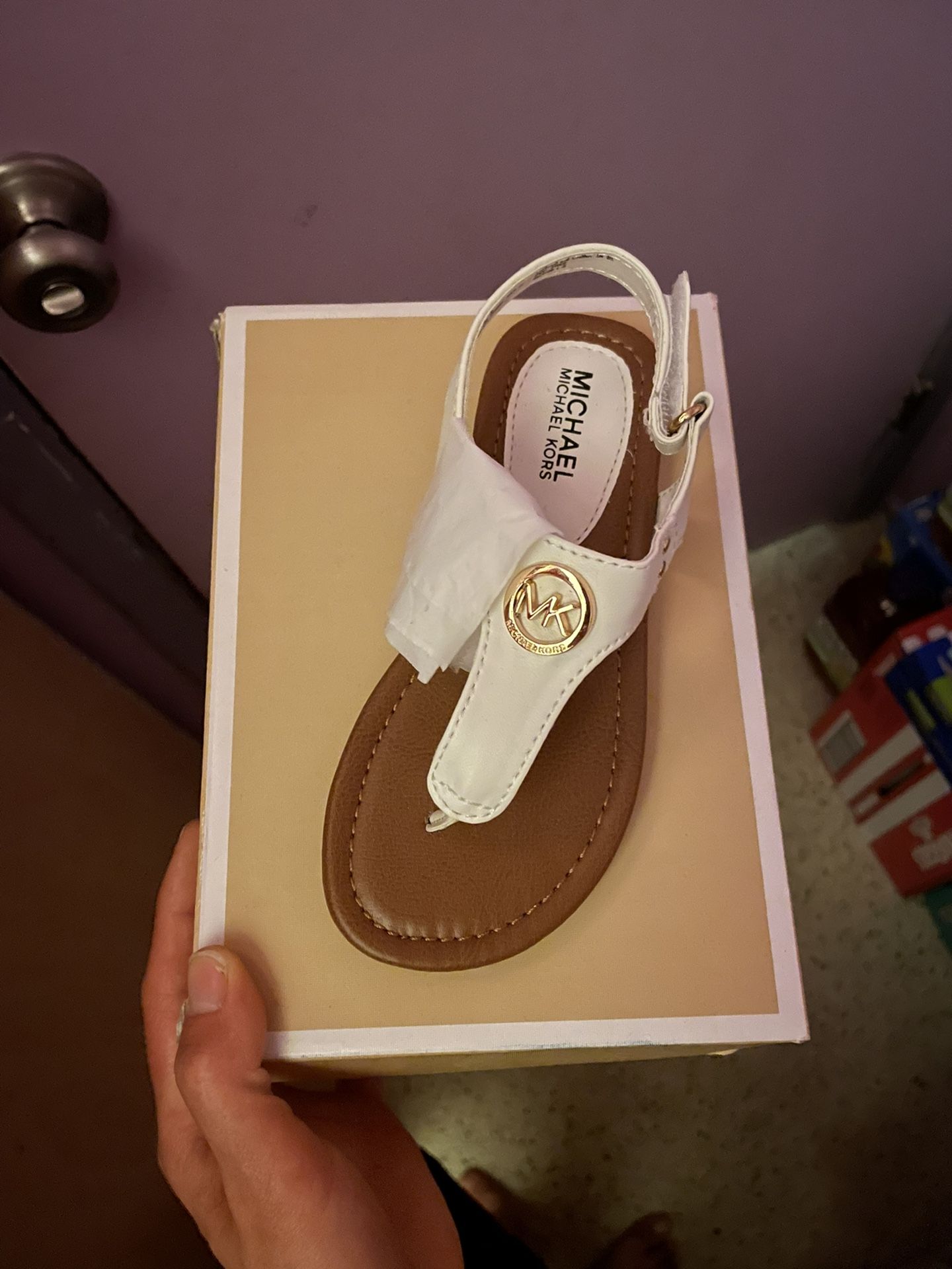 Toddler Girl Michael Kors White Sandals Size 10 New With Tags for Sale