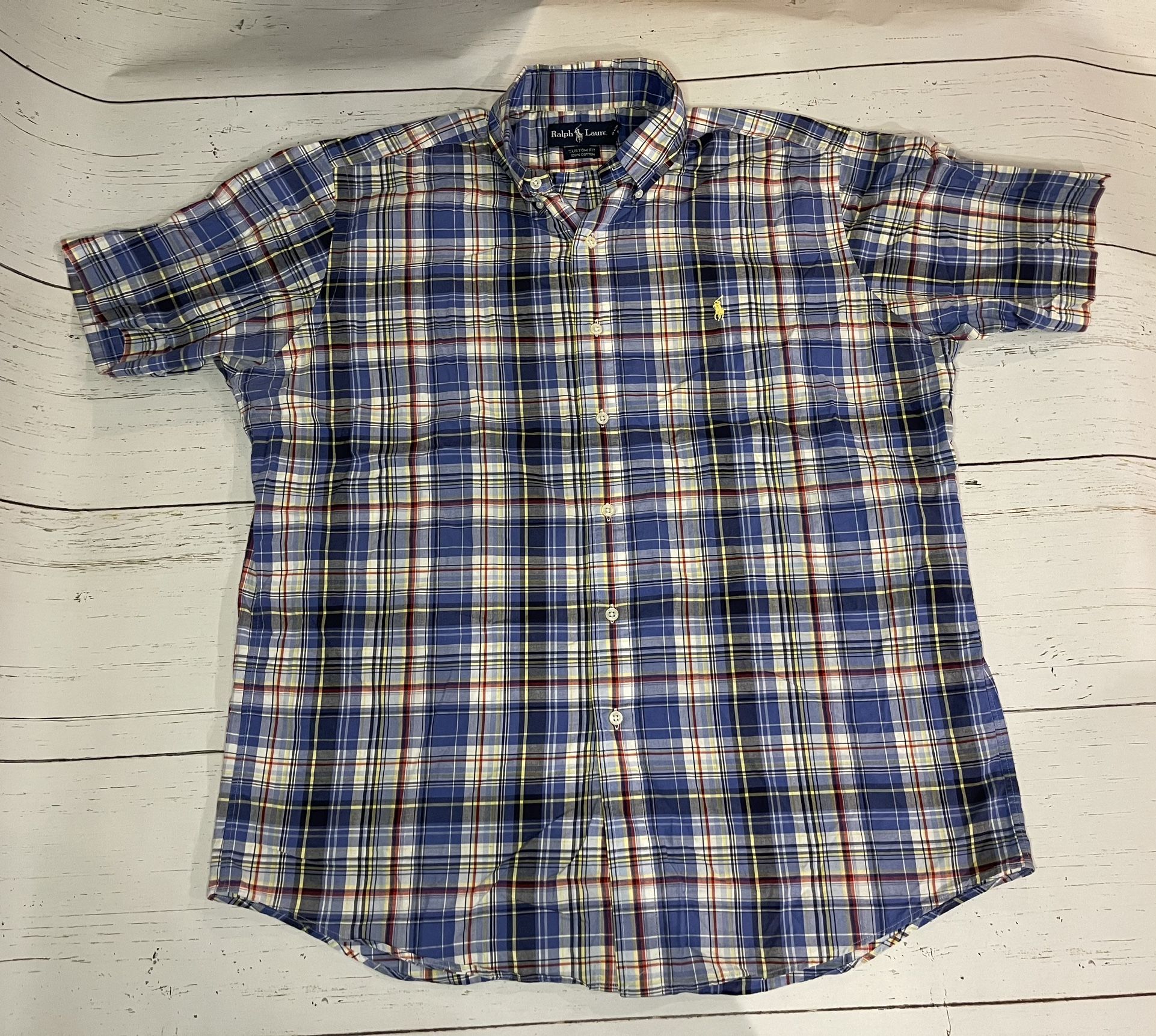 Ralph Lauren Polo Jeans Co Shirt Men's Small Plaid Short Sleeve Button Down