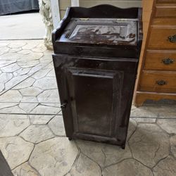 wooden wood trashcan cabinet 