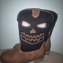 Cowboy Boots For Girls Western Mid Calf Cowgirl Boots Riding Shoes With Halloween Skull Element Booties
