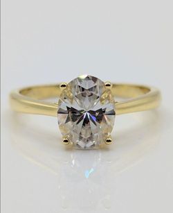 SALE! - 2CT Oval Genuine Moissanite Diamond Ring, 14k Gold Plated over 925 Sterling Silver -  Sizes 7 and 8