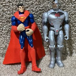 DC Comics Superman & Cyborg 4” set of 2 figures Justice League 