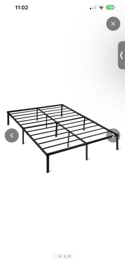Metal Bed Frame, Non-Foldable Platform with Under-Bed Storage Space, Durable Steel, Protective Floor Pads, Easy Assembly, Queen, 60W x 80L in, Black