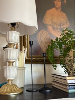 two black candleholders
