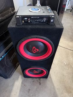 Dual Cerwin-Vega Subs w/ Box + Planet Audio 1000W Amp