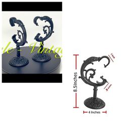 Double Curtain Rod Brackets Vintage Design (Set of  Black)