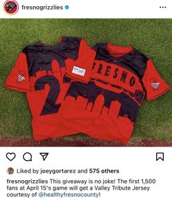  Limited Edition 2023 “ Fresno Grizzlies” Jersey Size Adult M