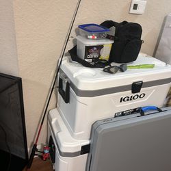 Two refrigerators and a fishing kit