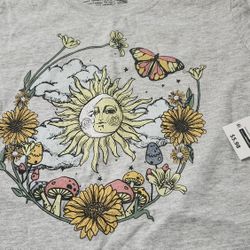 N. Peoria Brand New Juniors Shirt M top 7 - 9 Nature Butterfly Sun Floral Description Has Pickup Location Options 