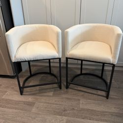 Pair Of Beige Bar Stools 
