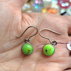 Vintage Green Turquoise Sterling Earrings