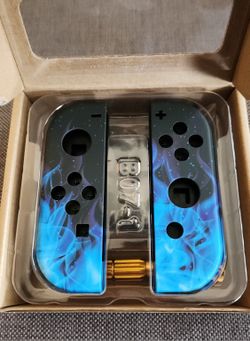 ExtremerateRate Nintendo Switch Custom JoyCon Soft Touch Shells (Blue Flame) 