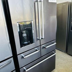 Black Stainless Kitchen Aid 5 Doors Refrigerator 