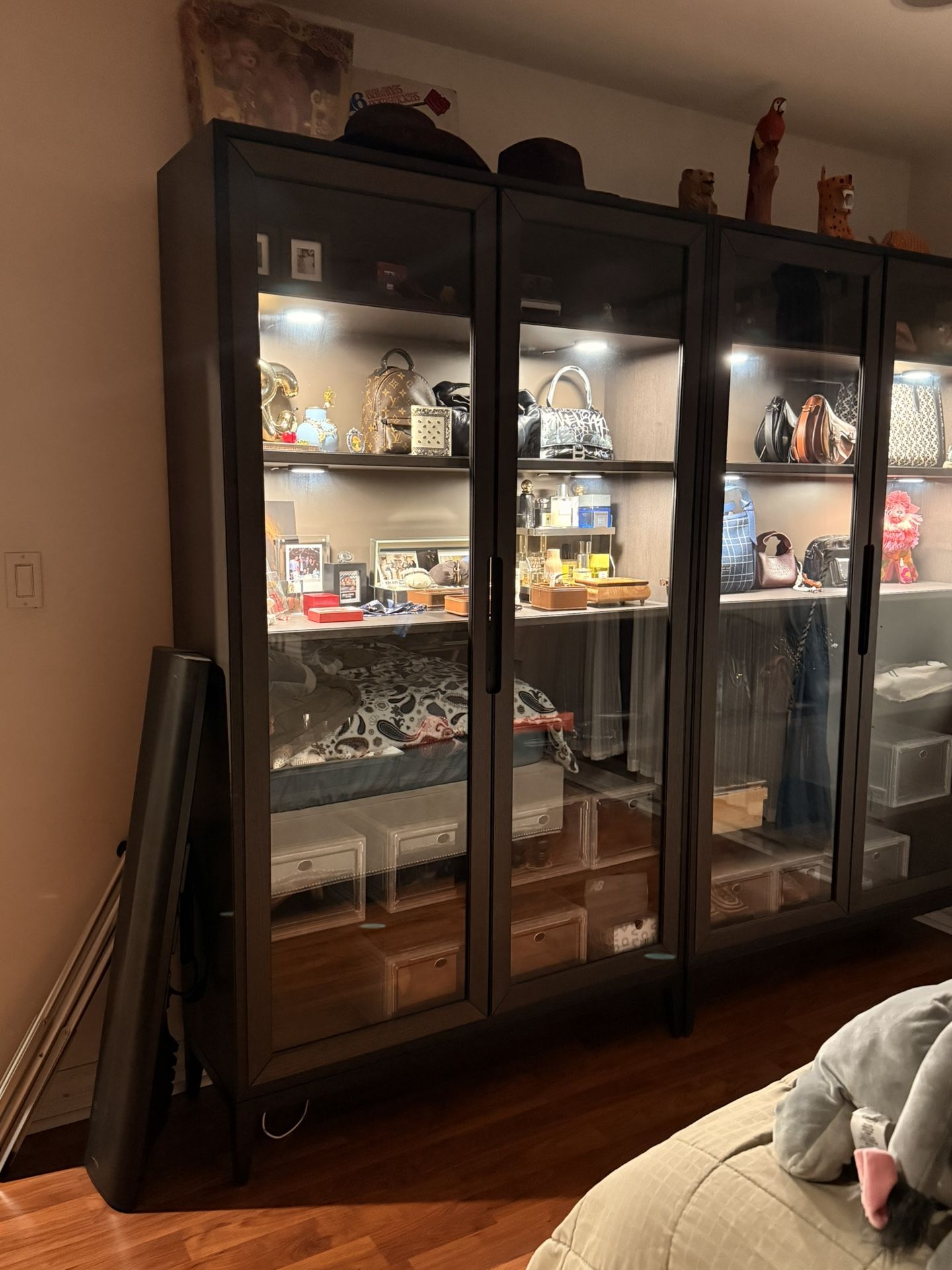 2 Glass Door Display Case 46” X 15” With Lights Just (1) For Now