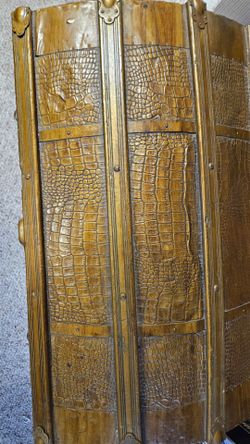 Vintage Steamer Trunk with Crocodile Embossed Panels