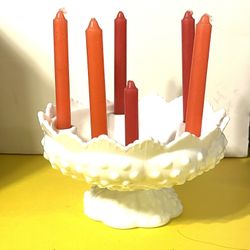 Milk Glass Hobnail Candle Holder