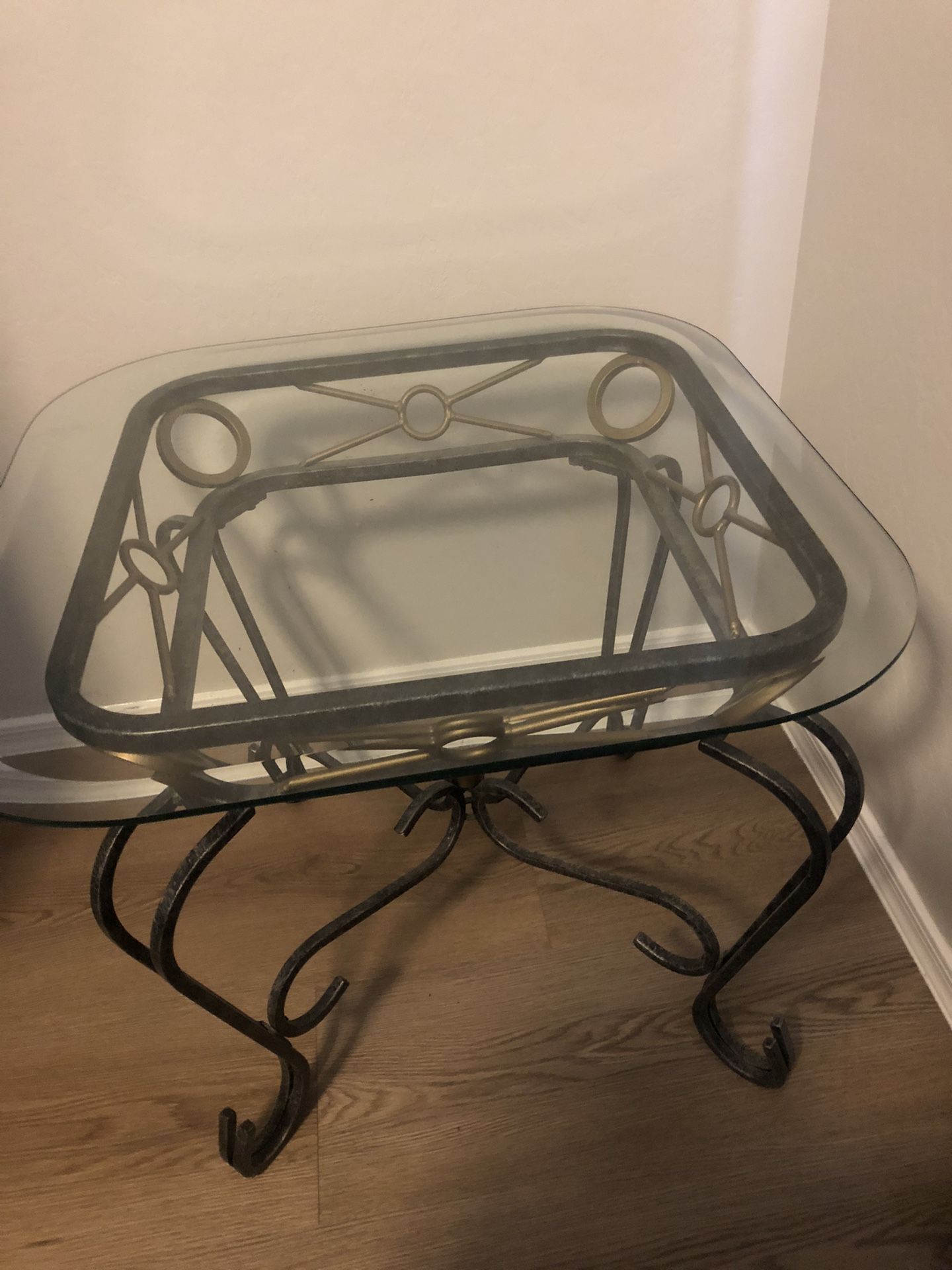 Pair Of End Tables Beveled Glass and Metal, Beautiful!