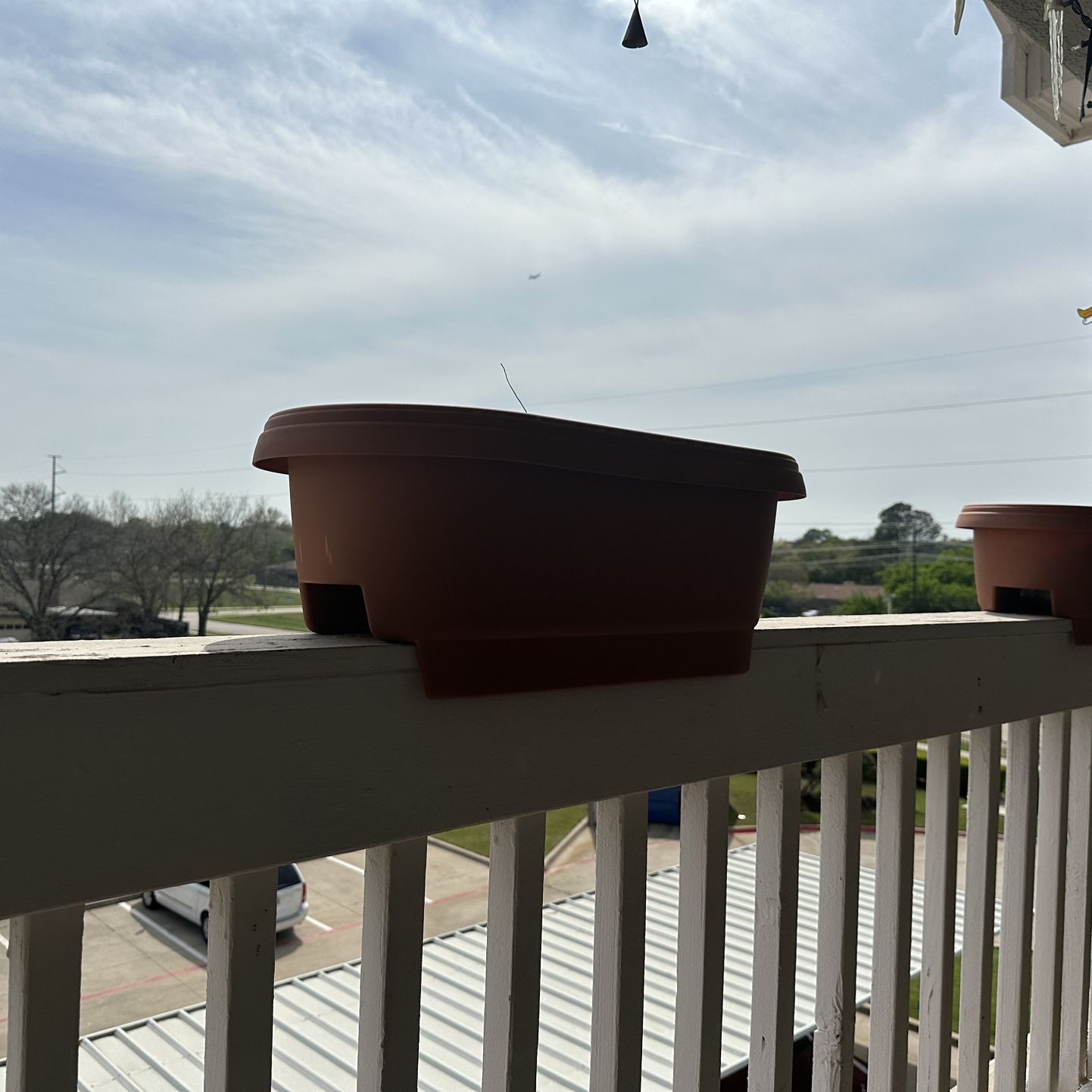 Three Oblong Planter Bannister With Lip 