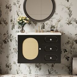 LOVMOR 30in Bathroom Vanity with Ceramic Sink Mid Century ...N710P265954B