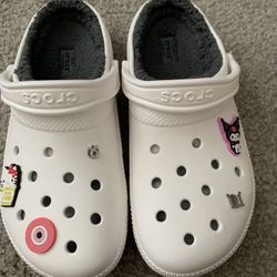 White Furry Crocs 