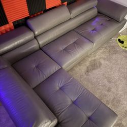  Gray Sectional Sofa Italian Faux Leather