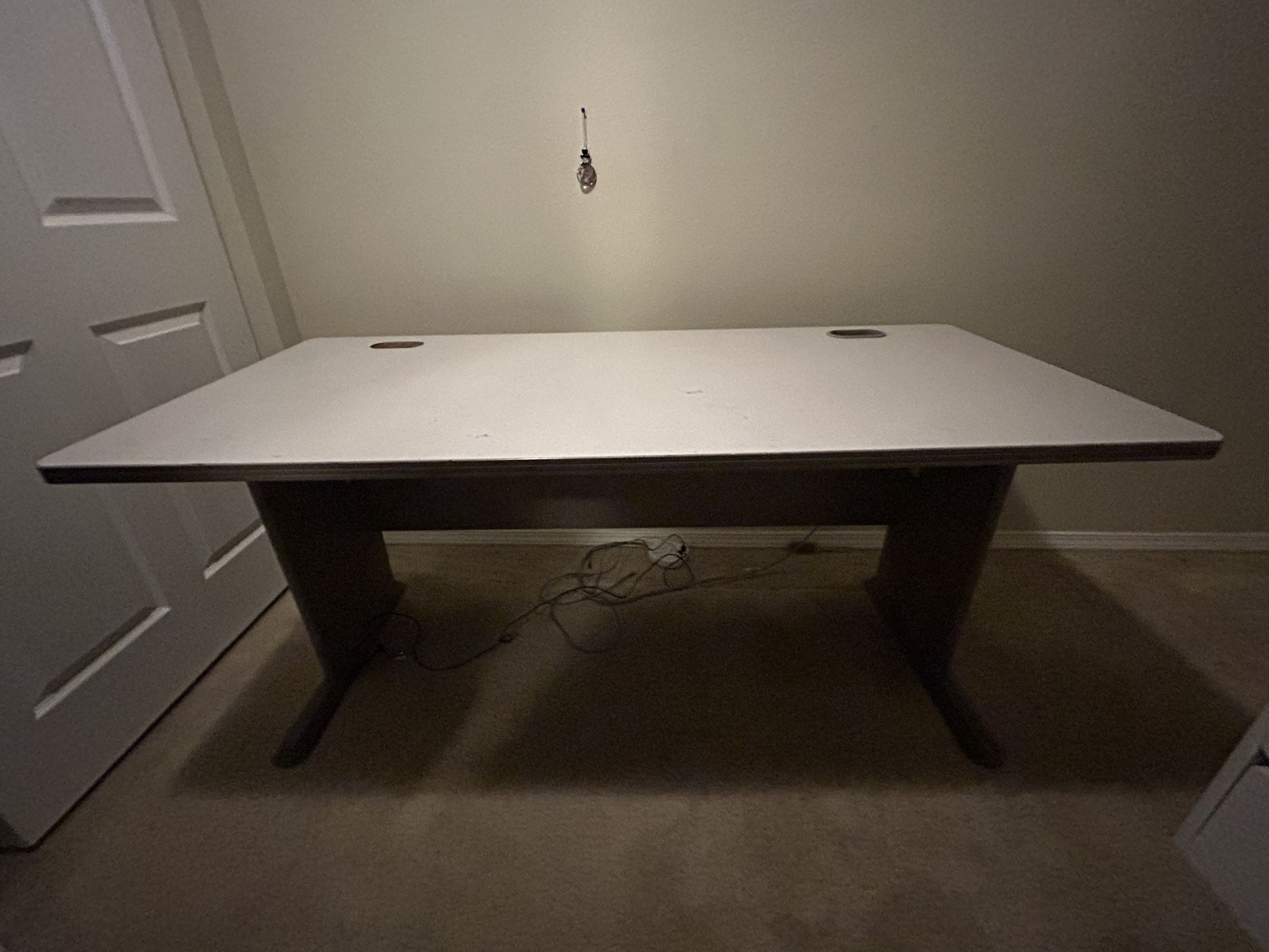 Grey Desk With Cable Holder